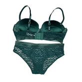 Bra Panty Set For Women Sparkle Lace Padded Removable Straps Bra Set